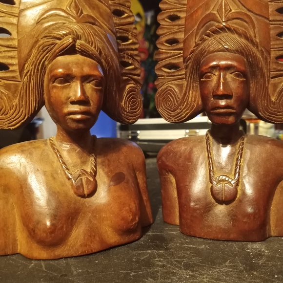 Old Handcarved wood book ends - Picture 6 of 8